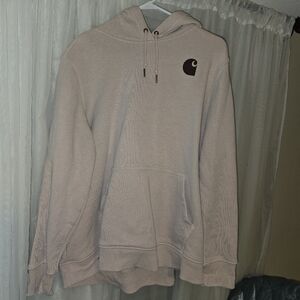 Carhartt Light Blush Hoodie With Brown Logo And Lettering